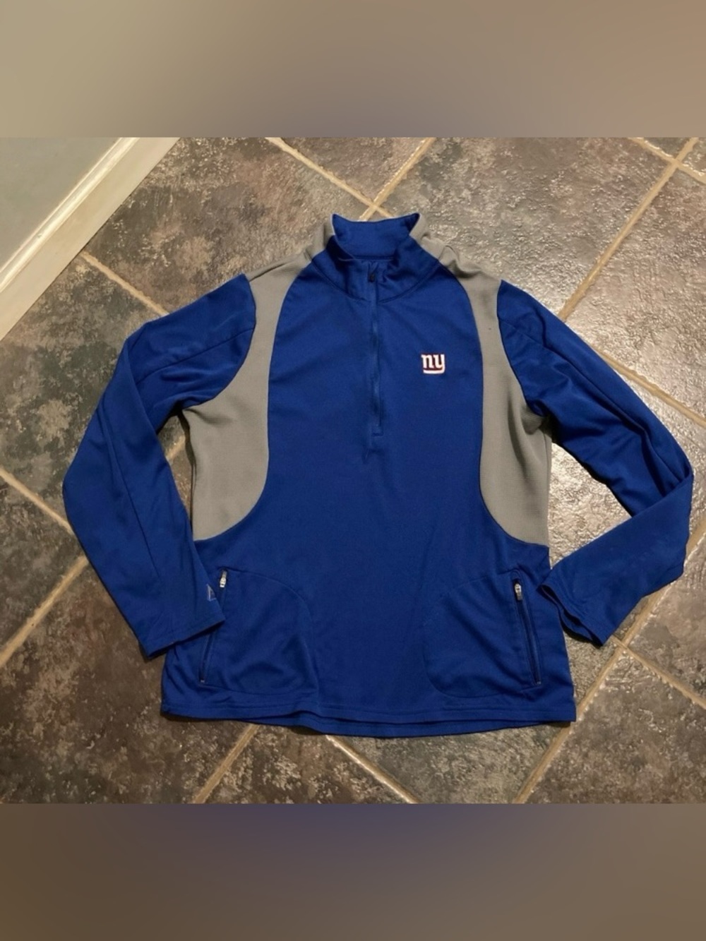 New York Giants Men's Blue Quarter-Zip Pullover Size L